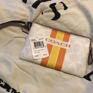 Used Coach Wristlet Signature Orange & Yellow